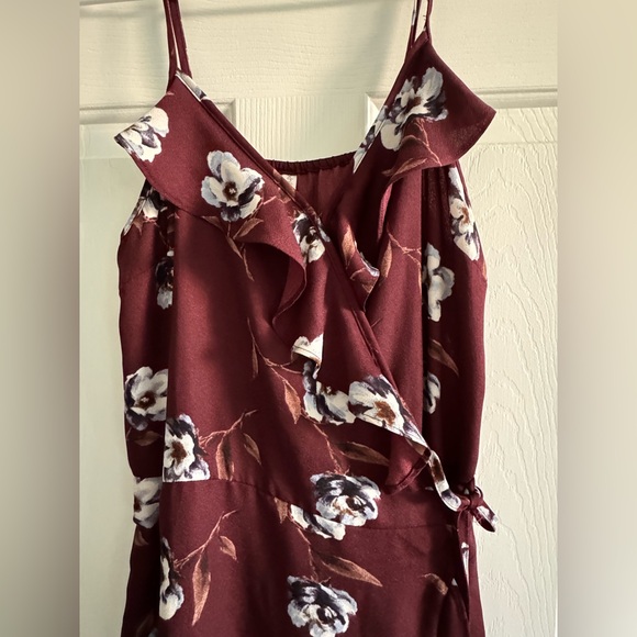 Xhilaration Burgundy Floral Midi Dress - Picture 4 of 5